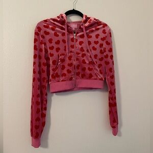 Cropped Heart Zip Up Jacket